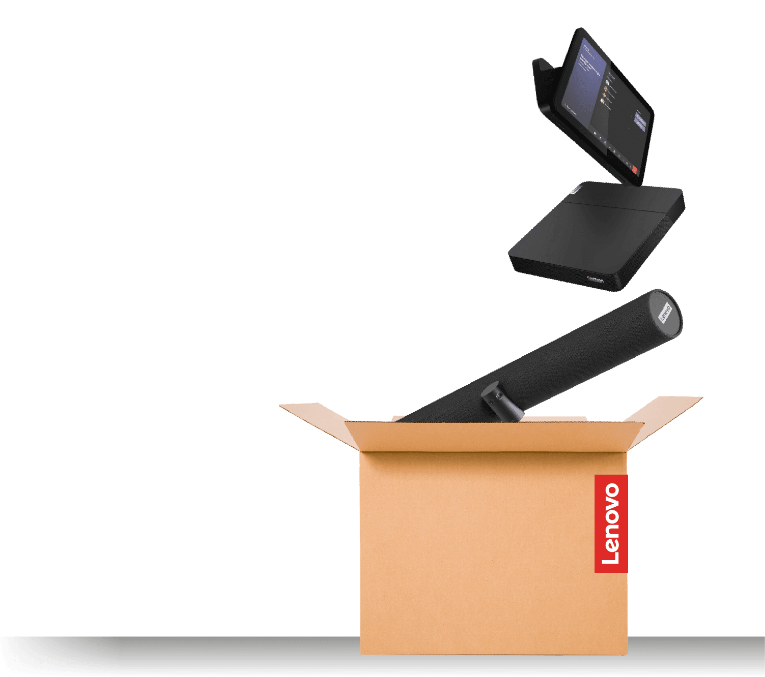image of a box with tech products floating out